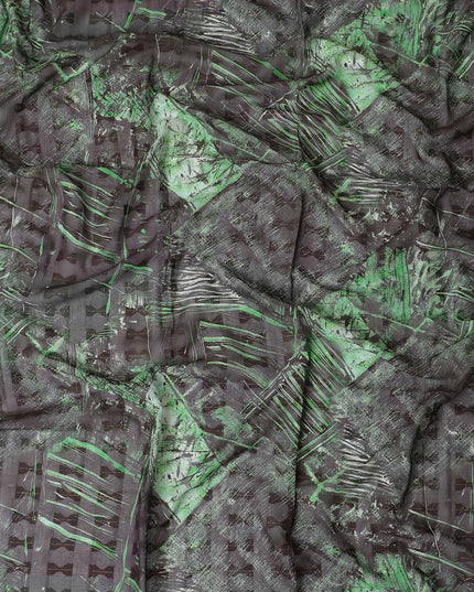 Multicolor printed cotton voile fabric with same tone clip cord in abstract design-D17329 (1.7 mtrs)