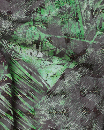 Multicolor printed cotton voile fabric with same tone clip cord in abstract design-D17329 (1.7 mtrs)