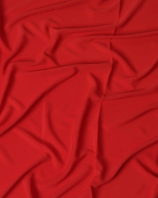 Crimson red plain synthetic butter crepe fabric-D17338 (1.75 mtrs) Regal Fabrics
