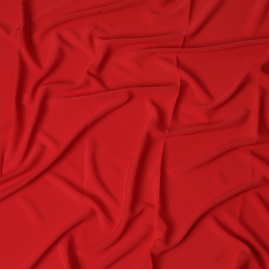 Crimson red plain synthetic butter crepe fabric-D17338 (1.75 mtrs)