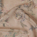 Mud brown cotton voile fabric with multicolor print in floral design-D17344 (1.25 mtrs) Regal Fabrics