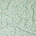 Mint green synthetic crepe fabric with multicolor print in floral design-D17345 (3.25 mtrs)