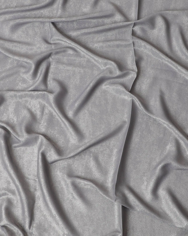 Silver grey plain synthetic crepe fabric with same tone metallic-D17353 (2 mtrs) Regal Fabrics