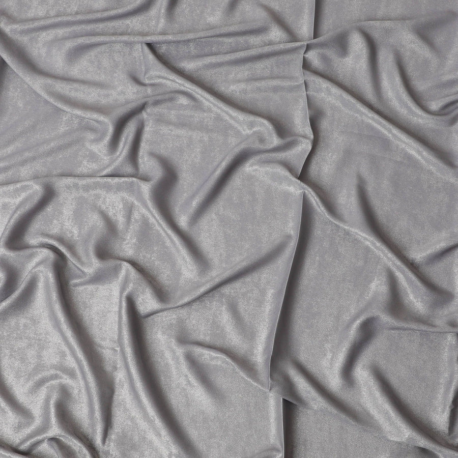 قماش كريب صناعي سادة باللون الرمادي الفضي بنفس اللون المعدني -D17353 (2 متر)