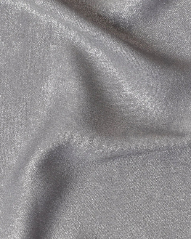 Silver grey plain synthetic crepe fabric with same tone metallic-D17353 (2 mtrs) Regal Fabrics