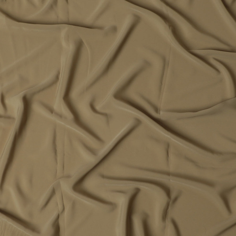 Olive green Plain synthetic crepe fabric-D17357 (3.25 mtrs)