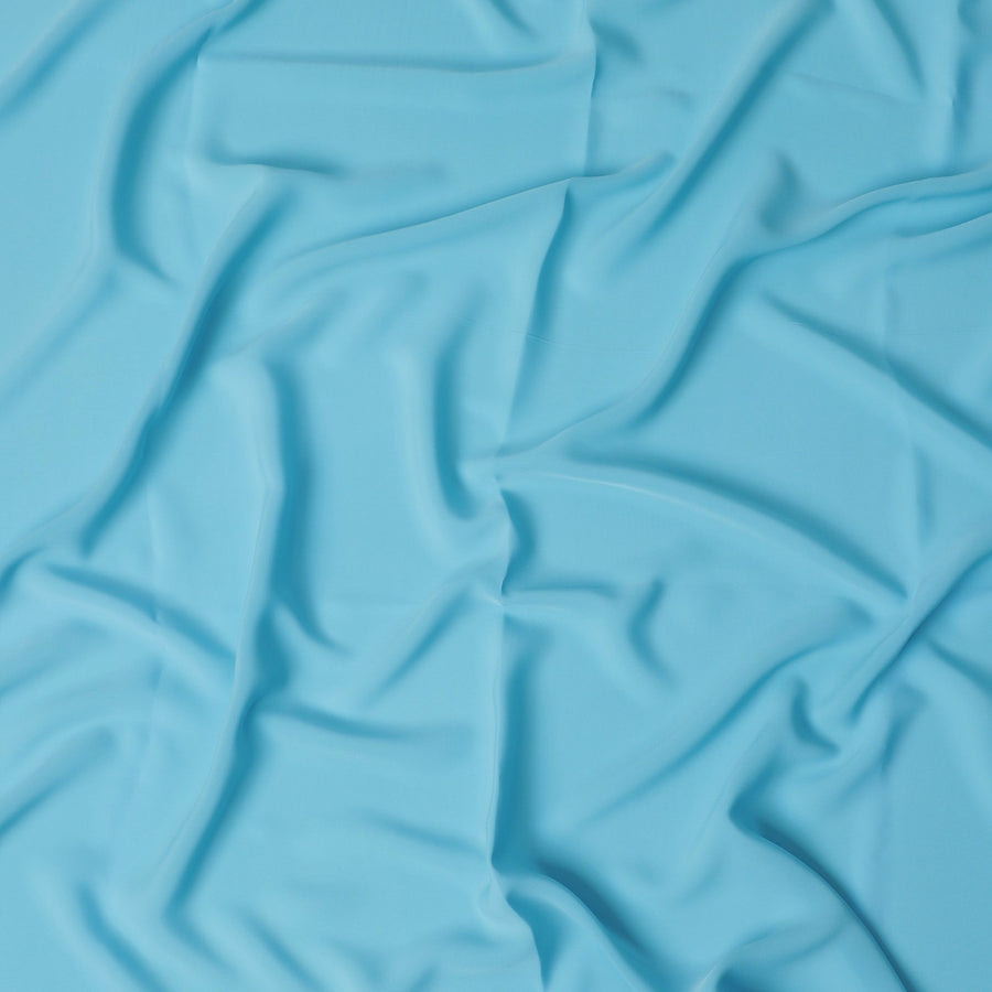 Sky blue Plain synthetic crepe fabric-D17359 (2.15 mtrs)