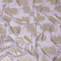 Light lilac synthetic chiffon fabric with gold metallic lurex having stone work in floral design-17360 (2.25 mtrs)