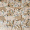 Light peach synthetic chiffon fabric with gold metallic lurex in floral design-17364 (2.5 mtrs) Regal Fabrics