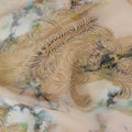 Light peach synthetic chiffon fabric with gold metallic lurex in floral design-17364 (2.5 mtrs) Regal Fabrics