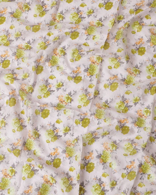 Pale pink cotton lawn fabric with multicolor print in floral design-D17370 (1.6 mtrs) Regal Fabrics