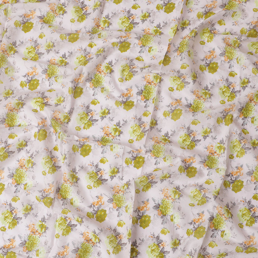 Pale pink cotton lawn fabric with multicolor print in floral design-D17370 (1.6 mtrs)