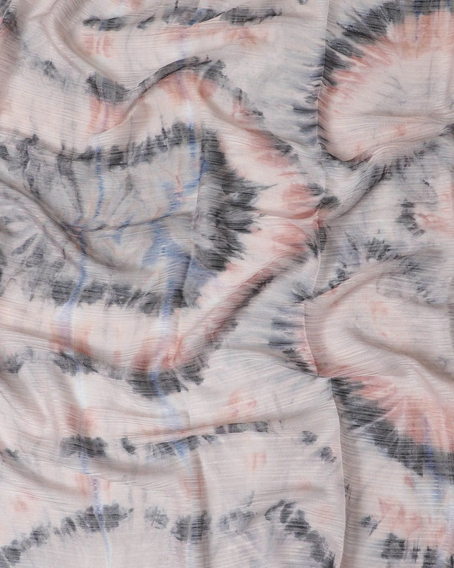 Multicolor synthetic chiffon fabric with same tone metallic lurex in abstract design-D17376 (1.75 mtrs) Regal Fabrics