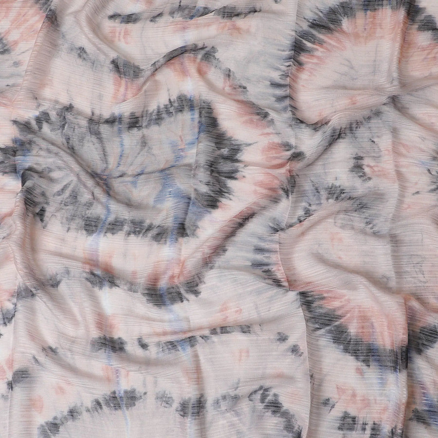 Multicolor synthetic chiffon fabric with same tone metallic lurex in abstract design-D17376 (1.75 mtrs) Regal Fabrics