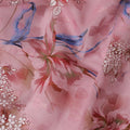 Rose pink cotton voile fabric with clip cord having multicolor print in floral design-D17377 (1.85 mtrs)