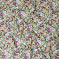 Mustard yellow cotton lawn fabric with multicolor print in floral design-D17383 (1.55 mtrs) Regal Fabrics