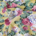 Mustard yellow cotton lawn fabric with multicolor print in floral design-D17383 (1.55 mtrs) Regal Fabrics