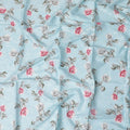 Baby blue uragiri cotton voile fabric with same tone jacquard having multicolor print in floral design-D17384 (1.65 mtrs)