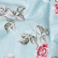 Baby blue uragiri cotton voile fabric with same tone jacquard having multicolor print in floral design-D17384 (1.65 mtrs)
