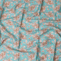Turquoise blue cotton lawn fabric with multicolor print in floral design-D17390 (1.9 mtrs) Regal Fabrics