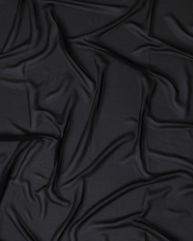 Black plain synthetic georgette fabric-D17397 (2 mtrs)
