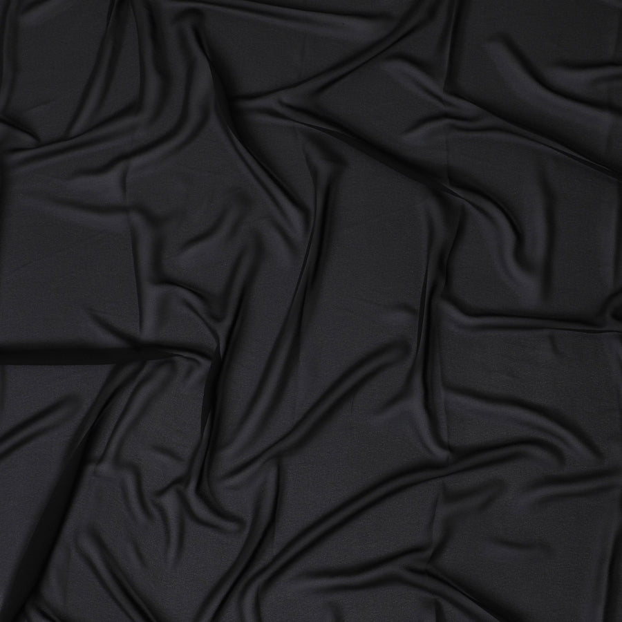 Black plain synthetic georgette fabric-D17397 (2 mtrs)