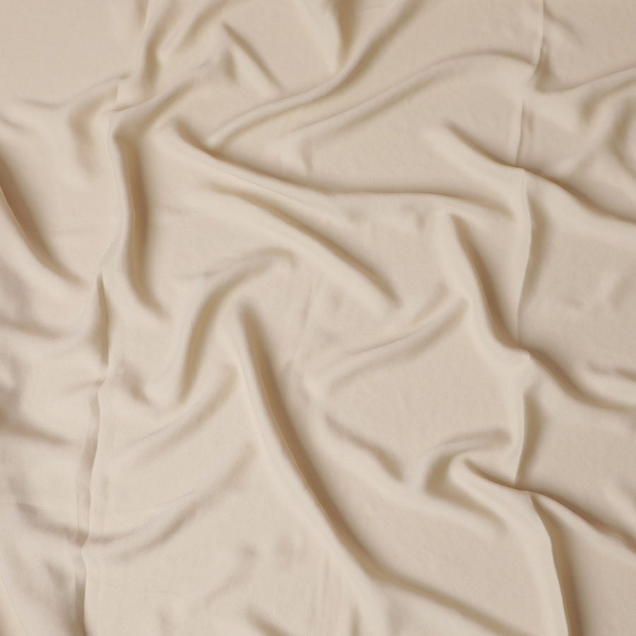 Beige Plain synthetic crepe fabric-D17401 (1.75 mtrs)