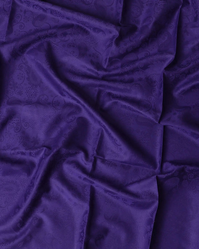Purple cotton satin fabric with same tone jacquard in paisley design-D17420 (2.75 mtrs) Regal Fabrics