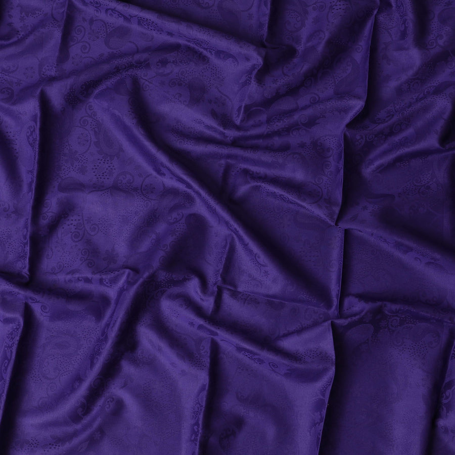 Purple cotton satin fabric with same tone jacquard in paisley design-D17420 (2.75 mtrs)