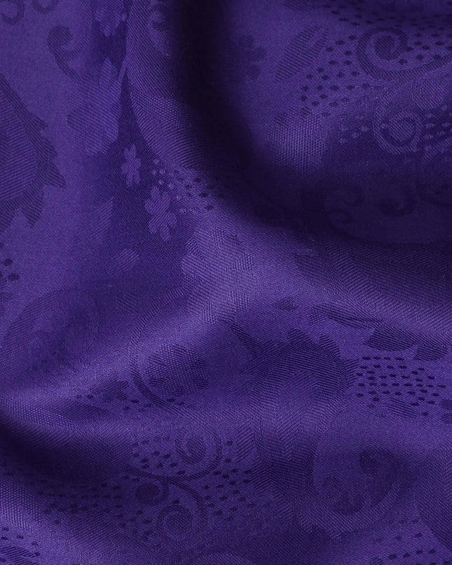 Purple cotton satin fabric with same tone jacquard in paisley design-D17420 (2.75 mtrs) Regal Fabrics