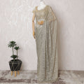 Glistening Silver Lace Saree: Exquisite French Craftsmanship, Excludes Blouse-D17448