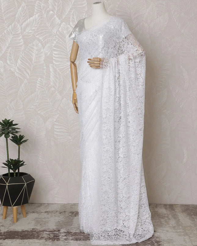Midnight Charcoal Lace Saree: French Design Essence, Blouse Not Included-D17456 Regal Fabrics