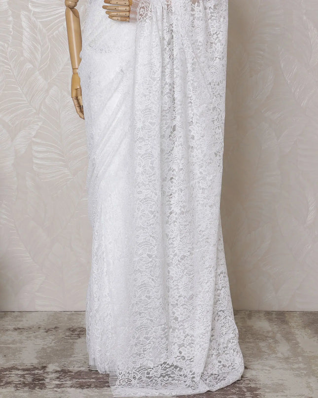 Midnight Charcoal Lace Saree: French Design Essence, Blouse Not Included-D17456 Regal Fabrics