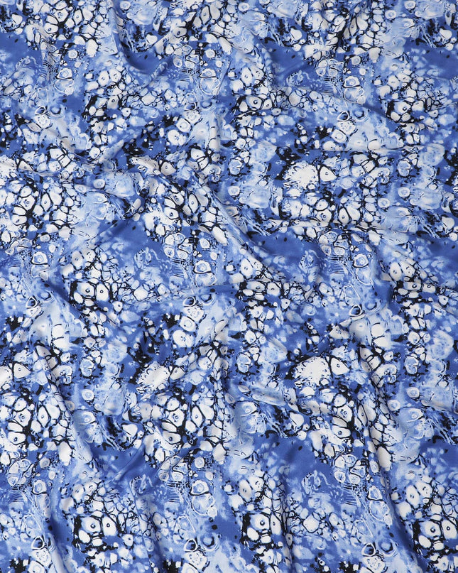 قماش فيسكوز قطن تجريدي أزرق سيروليان-D17517