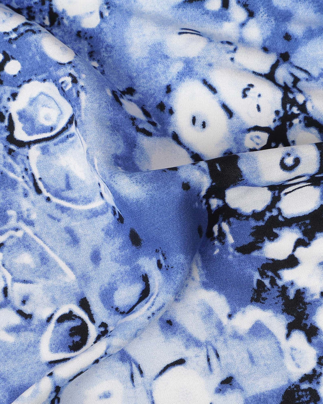 قماش فيسكوز قطن تجريدي أزرق سيروليان-D17517