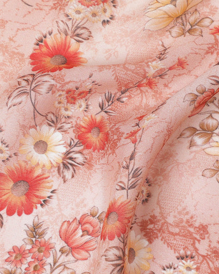 Peach Garden Synthetic Georgette Fabric-D17522