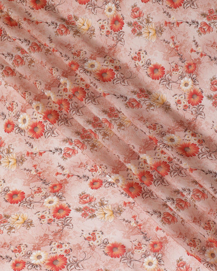 Peach Garden Synthetic Georgette Fabric-D17522