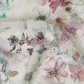 Tea green Soft Pastel Floral Synthetic Georgette Fabric-D17525