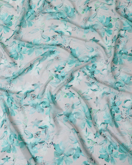 Aquatic Blossom Synthetic Georgette Fabric-D17526