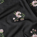 Black Florals Cotton Voile Fabric: Embroidered Perfection-D17580
