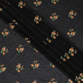 قماش الفوال القطني الأسود التوابل: دفء مطرز-D17581