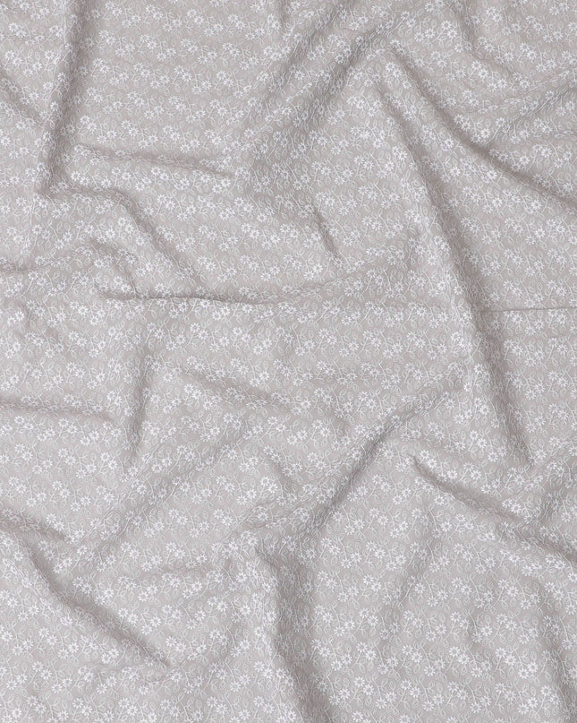 قماش فوال قطني ببطانة فضية: مطرز بالرقي -D17584