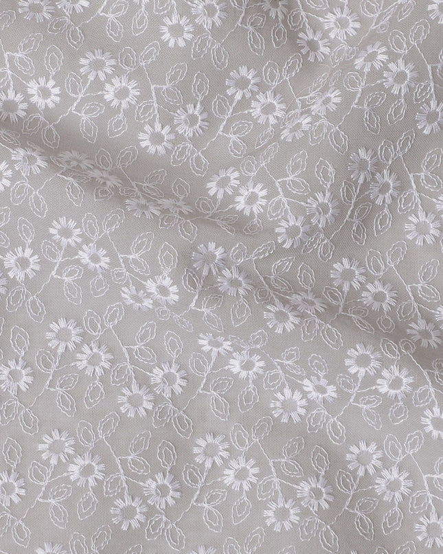 قماش فوال قطني ببطانة فضية: مطرز بالرقي -D17584