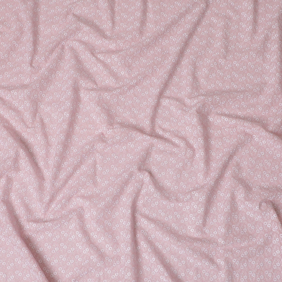 Roseate Tint Cotton Voile Fabric: Embroidered Delicacy-D17585