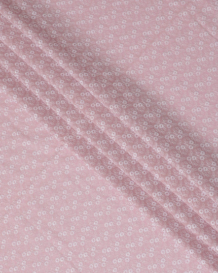 Roseate Tint Cotton Voile Fabric: Embroidered Delicacy-D17585