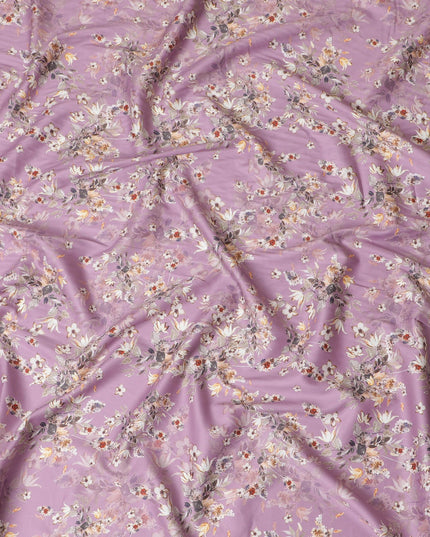 قماش الساتان القطني أحلام الخزامى: الأناقة الزهرية الهندية-D17586