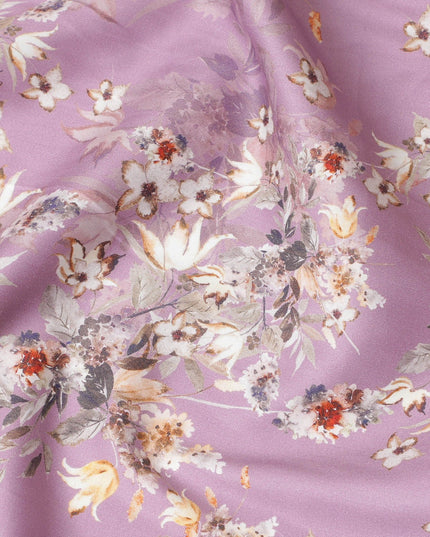 قماش الساتان القطني أحلام الخزامى: الأناقة الزهرية الهندية-D17586