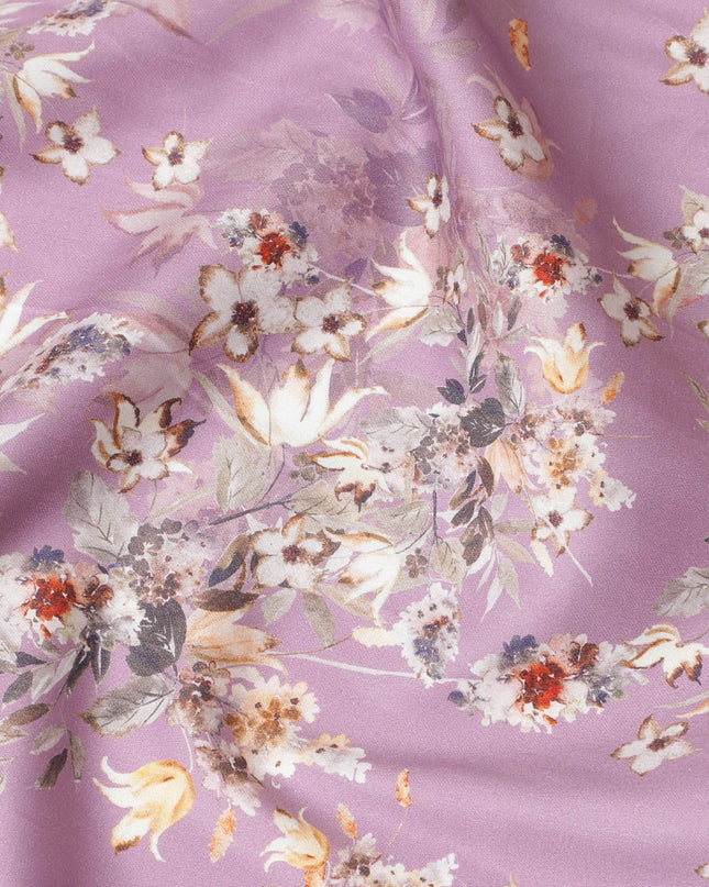 قماش الساتان القطني أحلام الخزامى: الأناقة الزهرية الهندية-D17586