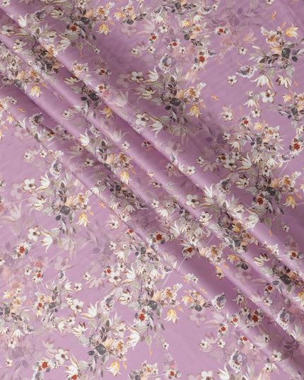 قماش الساتان القطني أحلام الخزامى: الأناقة الزهرية الهندية-D17586