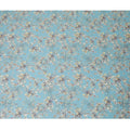 Aqua Floraison Cotton Satin Fabric: Calming Floral Panorama-D17589